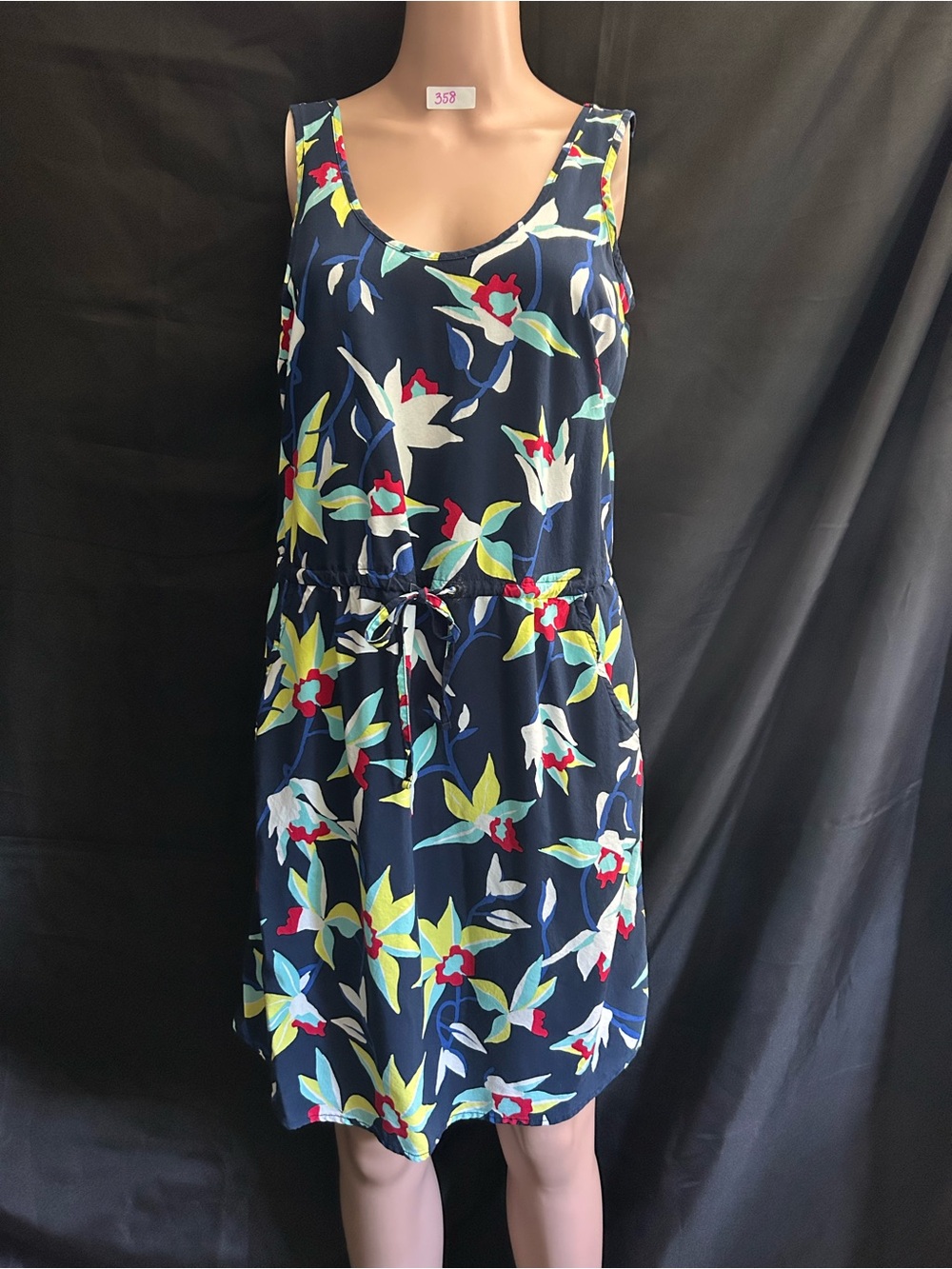 GAP Women’s Navy Floral Sleeveless Drawstring Dress XS
